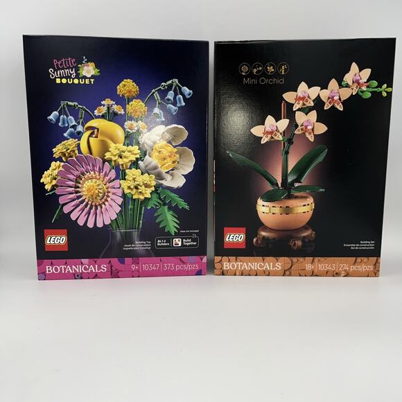LEGO Botanicals Set of 2 NIB: Petite Sunny Bouquet 10347 Mini Orchid 10343 LOT - Picture 1 of 11